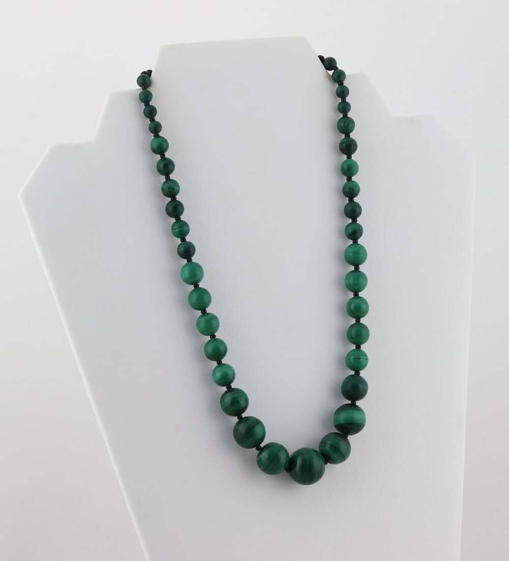 Sterling Silver Malchite & Onyx Bead Necklace 19 inch chain Designer Lee Sands - Picture 4 of 8